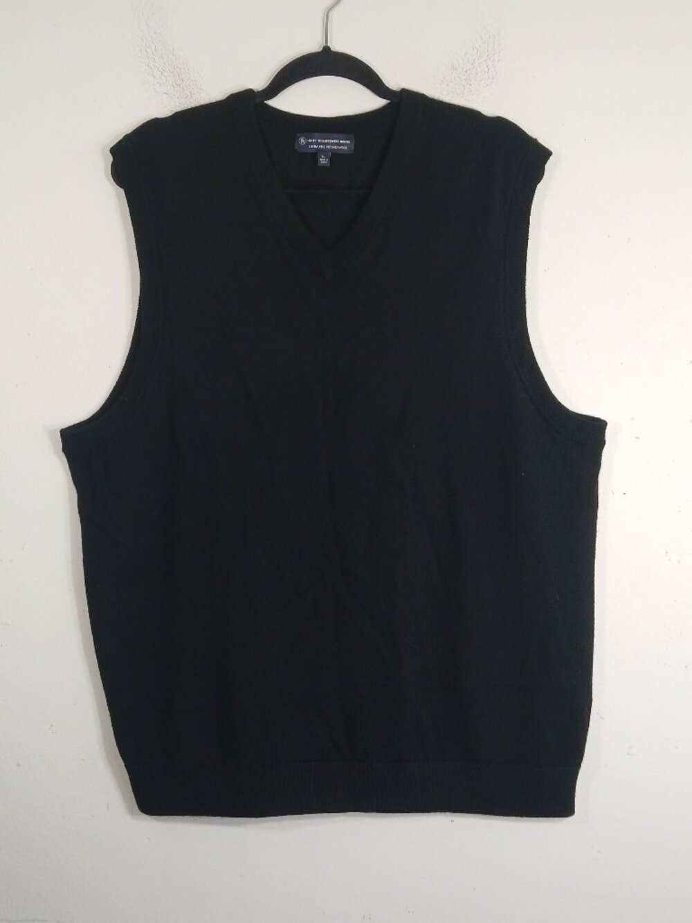 Hart Schaffner Marx Men XL Extra Fine Merino Wool Sweater Vest Black V-Neck